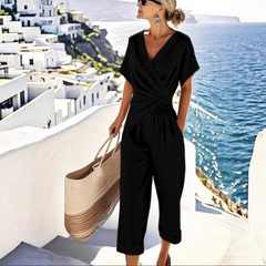 Icone™ ElegantWear: Elegante V-Hals Dagelijkse Top En Hoge Taille Broek Set