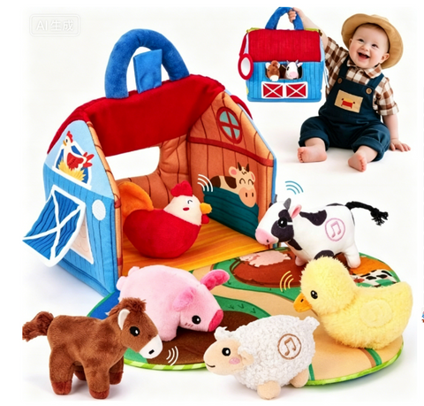 Kletshuts™ FarmPlayset: Interactief Dier Leer Speelgoed Met Draagbaar Speelhuisje
