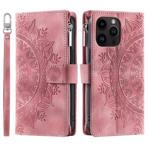 Icone™ WalletCase: Premium Reliëf Flip Cover Slanke Telefoon Portemonnee Hoes