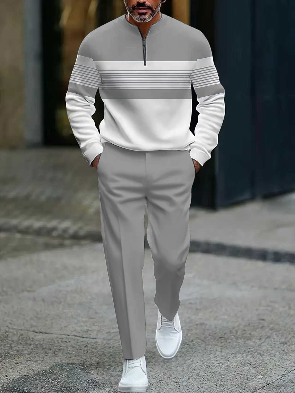 Icone™ GraphicSet: Mannen Toevallig Sportkleding Grafisch Afdrukken Trui En Broek Set