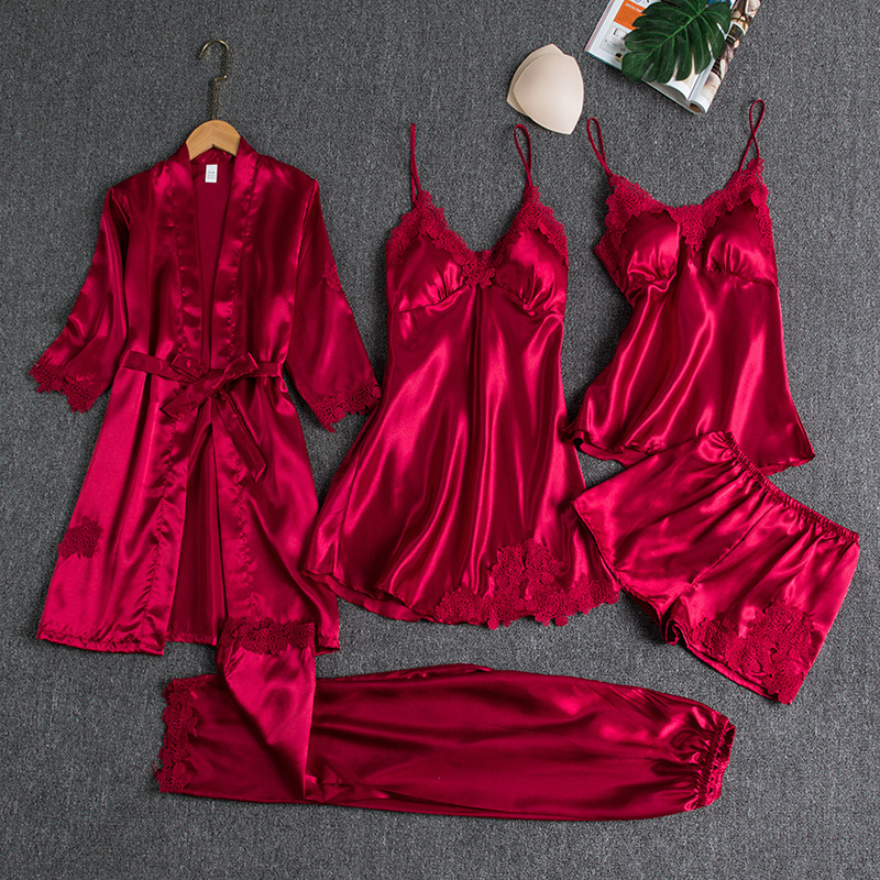 Icone™ NightwearSet: Vrouwen Stijlvolle 5-Delige Comfortabele Nachtkleding Set