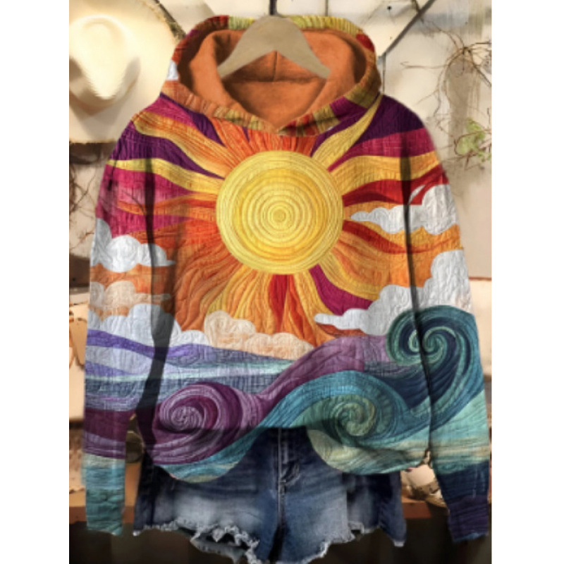 Icone™ SunsetShirt: Stijlvol Toevallig Langsleeve Levendig Zonsopgang Overhemd