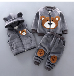 Kletshuts™ BabySet: Drie-Delige Coördinaten Teddybeer Baby Set