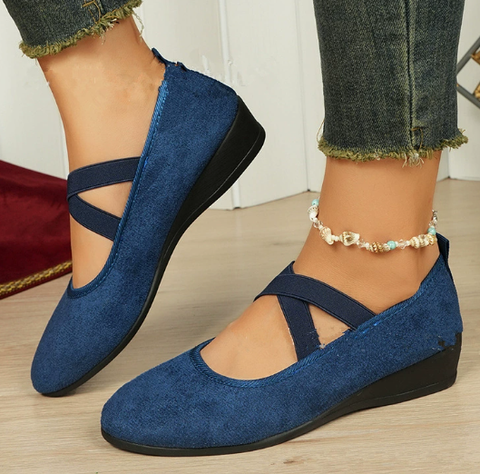 Happy™ BallerinaShoes: Dames Kris-Kruis Gesloten Lage-Hak Ballerina Schoenen