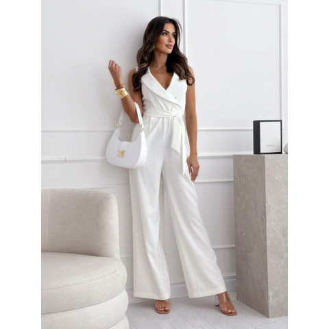 Icone™ ElegantJumpsuit: Dames Mouwloos Lint Taille Elegant Jumpsuit