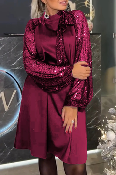 Icone™ FormalDress – Dames Elegante Lange Mouw Pailletten Formele Jurk