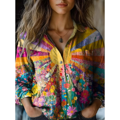 Icone™ SunsetShirt: Stijlvol Toevallig Langsleeve Levendig Zonsopgang Overhemd