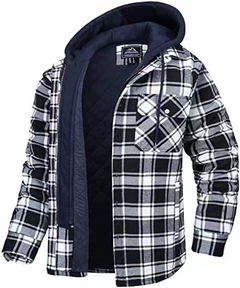 Icone™ PlaidJacket: Heren Stijlvol Met Capuchon Rits Omhoog Geruit Jas