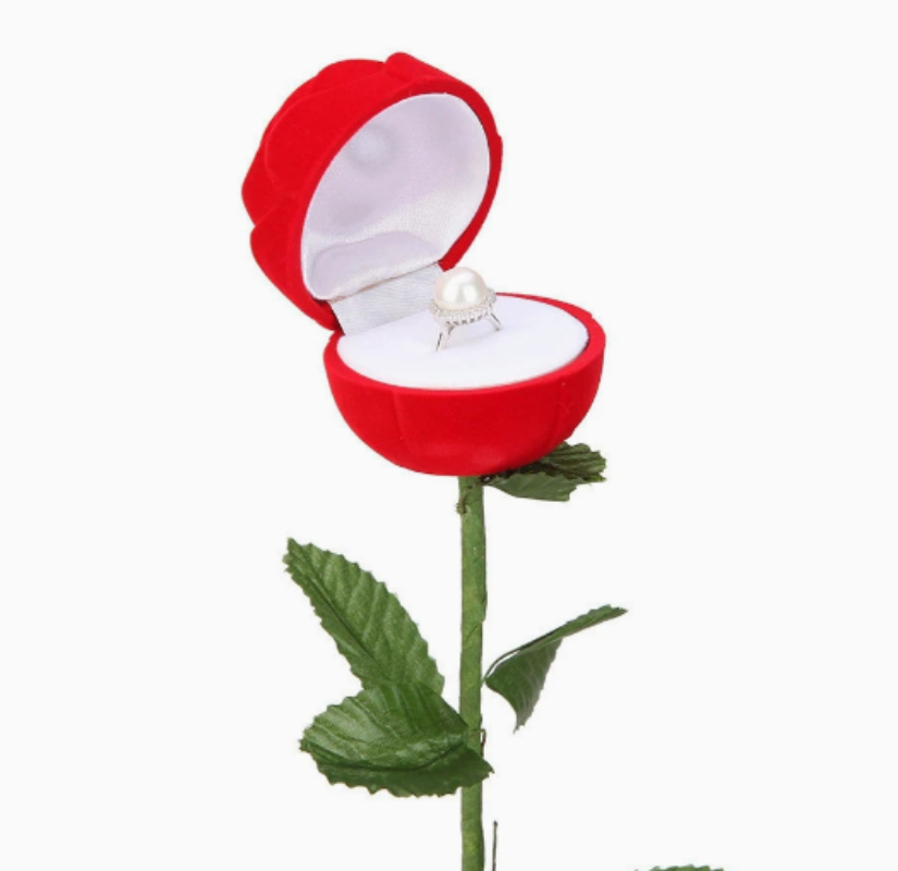 RingBox 1+1 GRATIS: Deluxe Romantische Rode Rozen Ringdoos Houder