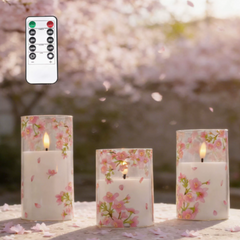 Ledsen™ FloralCandle: Gezellige Elegante Glans Delicate Bloemenprint LED Kaarsenset