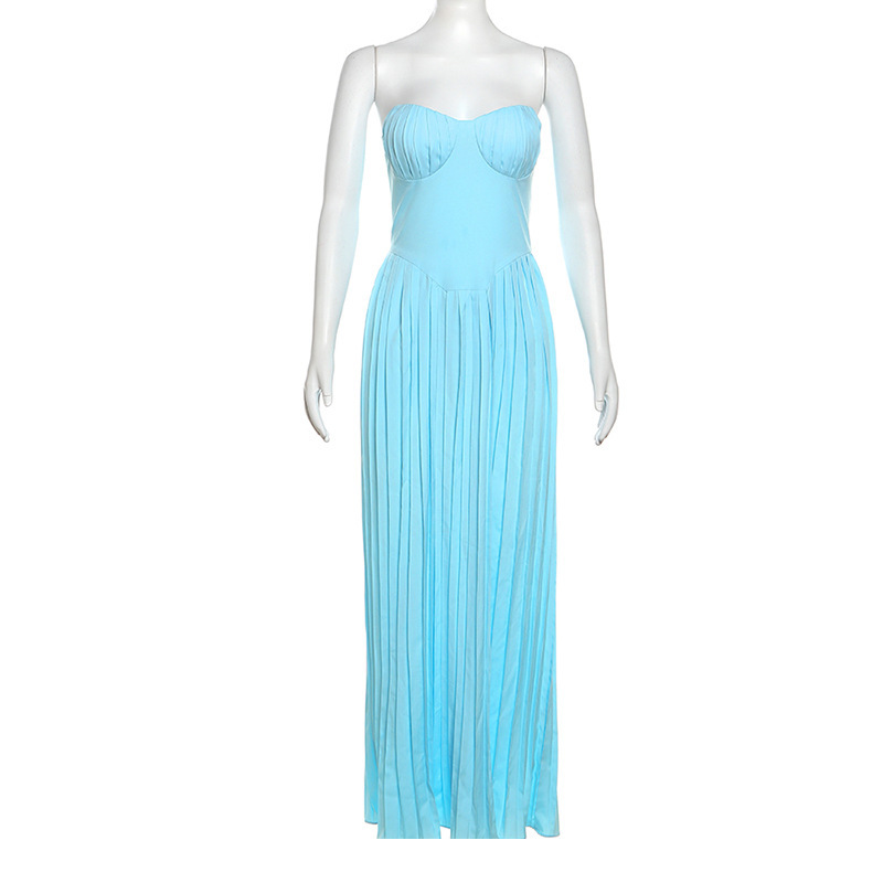 Icone™ FlexDress: Strapless Flexibele Feeststijl Plissé Maxi Jurk