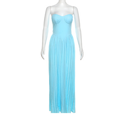 Icone™ FlexDress: Strapless Flexibele Feeststijl Plissé Maxi Jurk