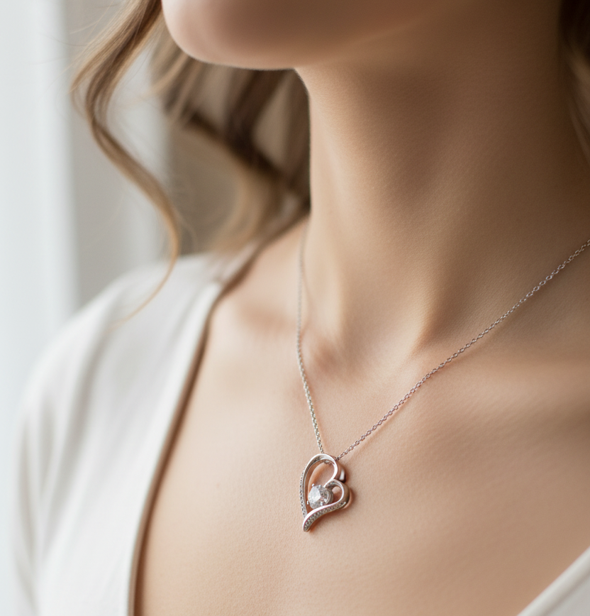 Jewelance™ ElegantNecklace: Elegante Hart Hanger Ketting Met Hartelijke Kaart Boodschap