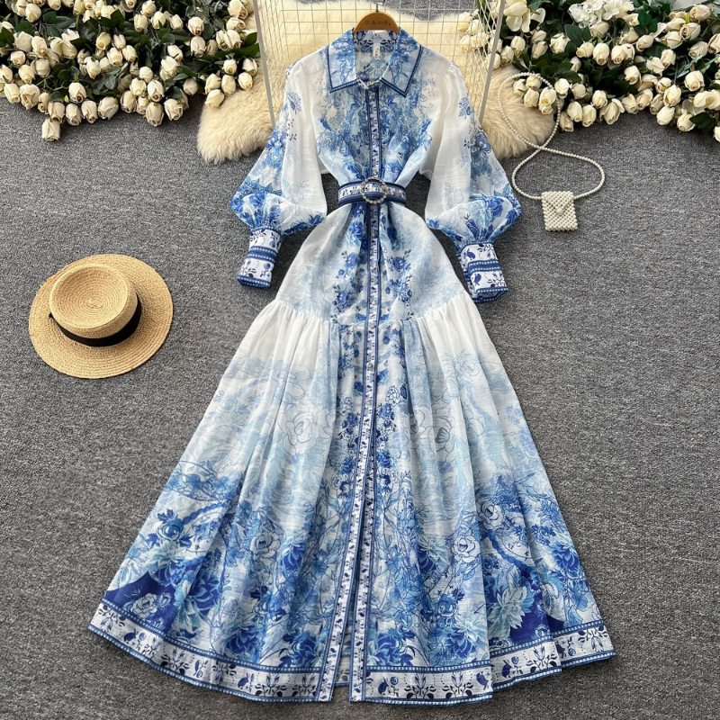 Icone™ BloomDress: Bloemen Bloeien Ontwerp Elegant Casual Midi Jurk