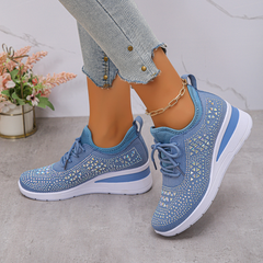 Happy™ WomenSneakers: Stijlvol Ademend Wig Dames Sneakers Met Sprankelende Strass
