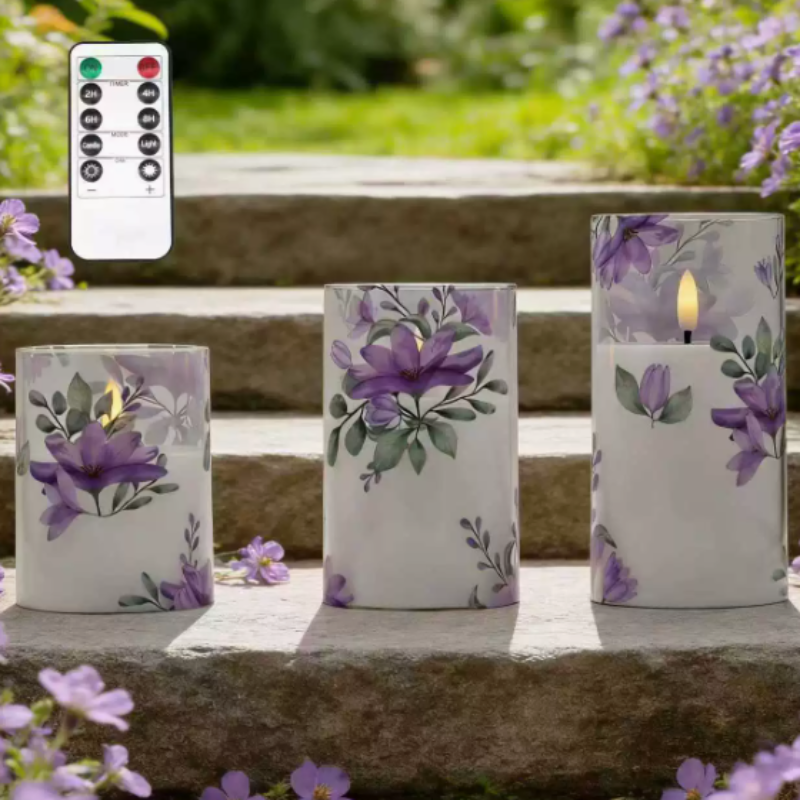 Ledsen™ FloralCandle: Gezellige Elegante Glans Delicate Bloemenprint LED Kaarsenset