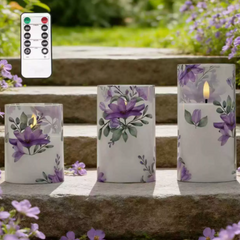 Ledsen™ FloralCandle: Gezellige Elegante Glans Delicate Bloemenprint LED Kaarsenset