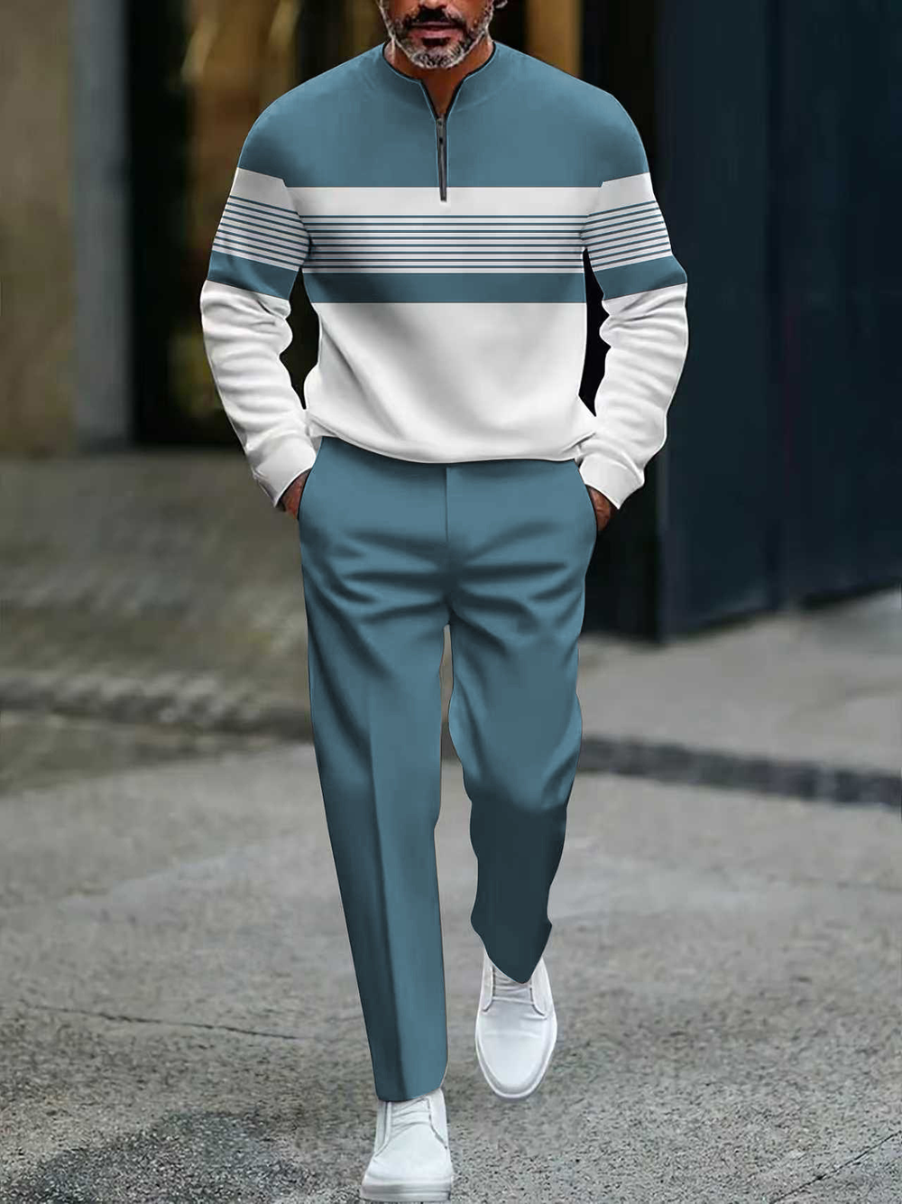Icone™ GraphicSet: Mannen Toevallig Sportkleding Grafisch Afdrukken Trui En Broek Set