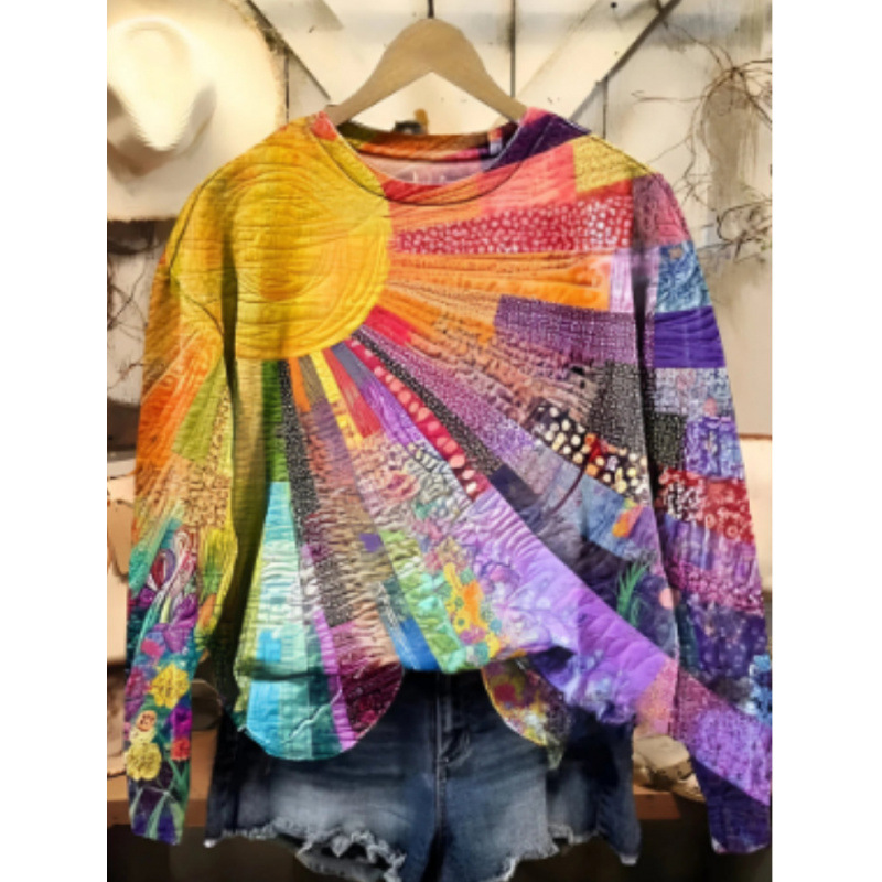 Icone™ SunsetShirt: Stijlvol Toevallig Langsleeve Levendig Zonsopgang Overhemd
