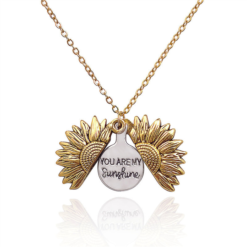 Jewelance™ SunflowerNecklace: "Jij Bent Mijn Zonnestraal" Zonnebloem Bedeltje Ketting
