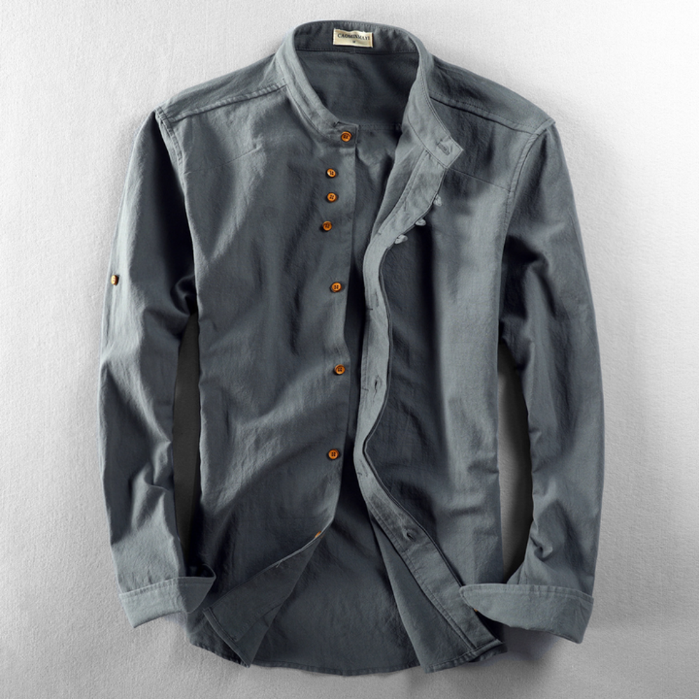 Icone™ CollarlessLongsleeves: Heren Japans Stijl Ademend Kraagloos Lange Mouwen