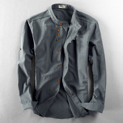 Icone™ CollarlessLongsleeves: Heren Japans Stijl Ademend Kraagloos Lange Mouwen