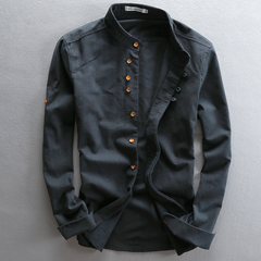 Icone™ CollarlessLongsleeves: Heren Japans Stijl Ademend Kraagloos Lange Mouwen