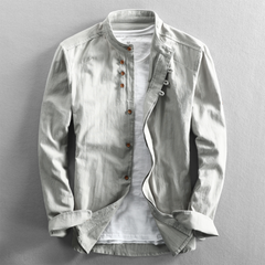 Icone™ CollarlessLongsleeves: Heren Japans Stijl Ademend Kraagloos Lange Mouwen