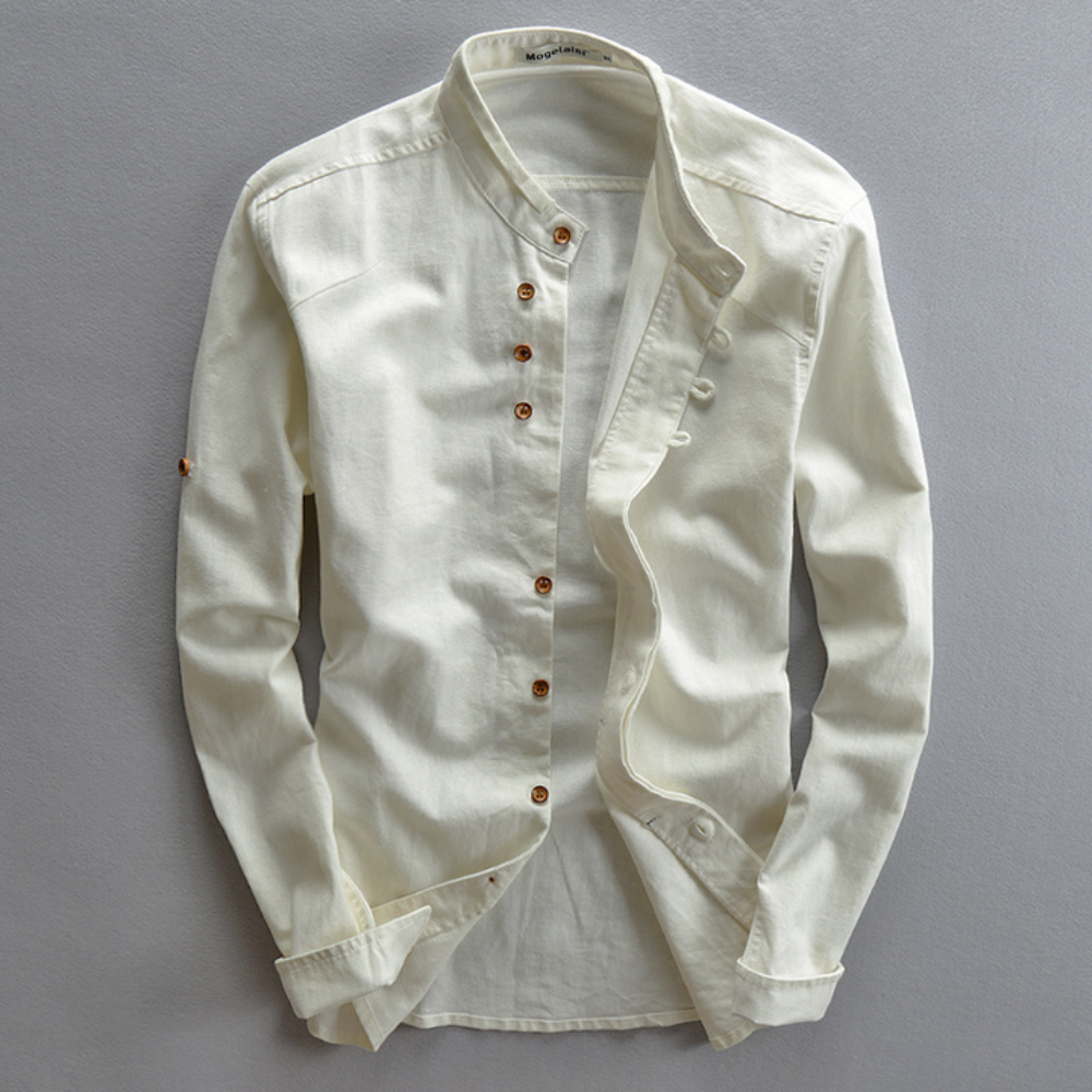 Icone™ CollarlessLongsleeves: Heren Japans Stijl Ademend Kraagloos Lange Mouwen