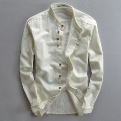 Icone™ CollarlessLongsleeves: Heren Japans Stijl Ademend Kraagloos Lange Mouwen