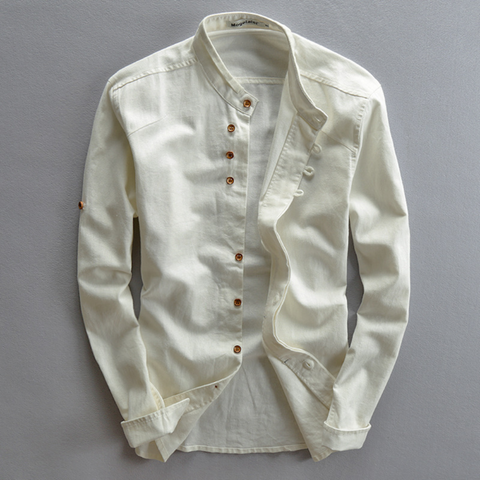 Icone™ CollarlessLongsleeves: Heren Japans Stijl Ademend Kraagloos Lange Mouwen