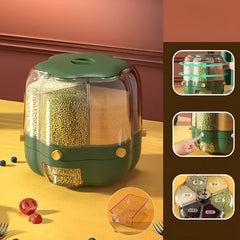 Globetrek° RotatableContainer: Stijlvolle Multifunctionele 6-Compartimenten Graan Roteerbare Container