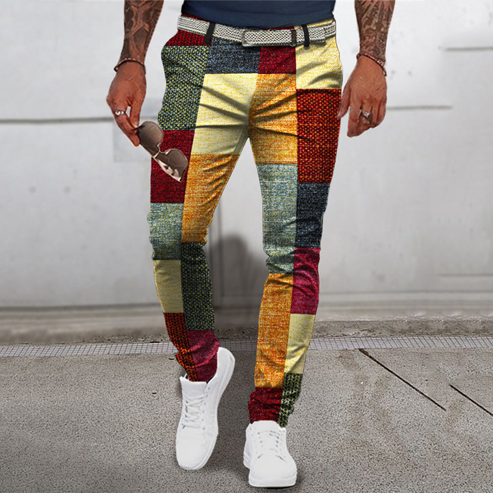 Icone™ RetroTrousers: Stijlvolle Kleurblok Vintage Slank Passende Retro Broek