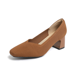 Happy™ KnittedHeels: Dames Vierkant Teen Kort Hak Casual Comfort Gebreid Hakken