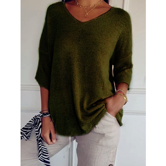 Icone™ KnittedTop: Dames V-Hals Halflange Mouwen Lichtgewicht Gebreid Top