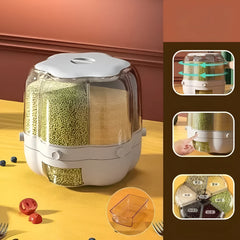 Globetrek° RotatableContainer: Stijlvolle Multifunctionele 6-Compartimenten Graan Roteerbare Container