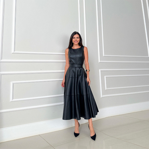 Icone™ LuxeDress: Elegante Luxe Dames Mouwloze Middellange Jurk
