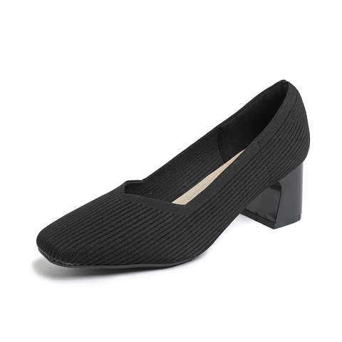 Happy™ KnittedHeels: Dames Vierkant Teen Kort Hak Casual Comfort Gebreid Hakken