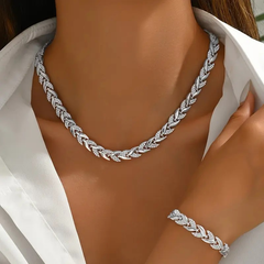 Jewelance™ FashionJewelry: Luxe Wilgen-Geïnspireerd Armband En Ketting Mode Sieraden Set
