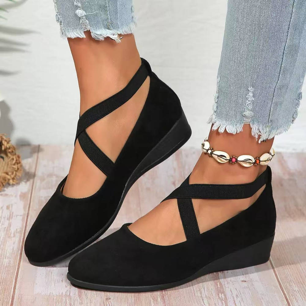 Happy™ BallerinaShoes: Dames Kris-Kruis Gesloten Lage-Hak Ballerina Schoenen