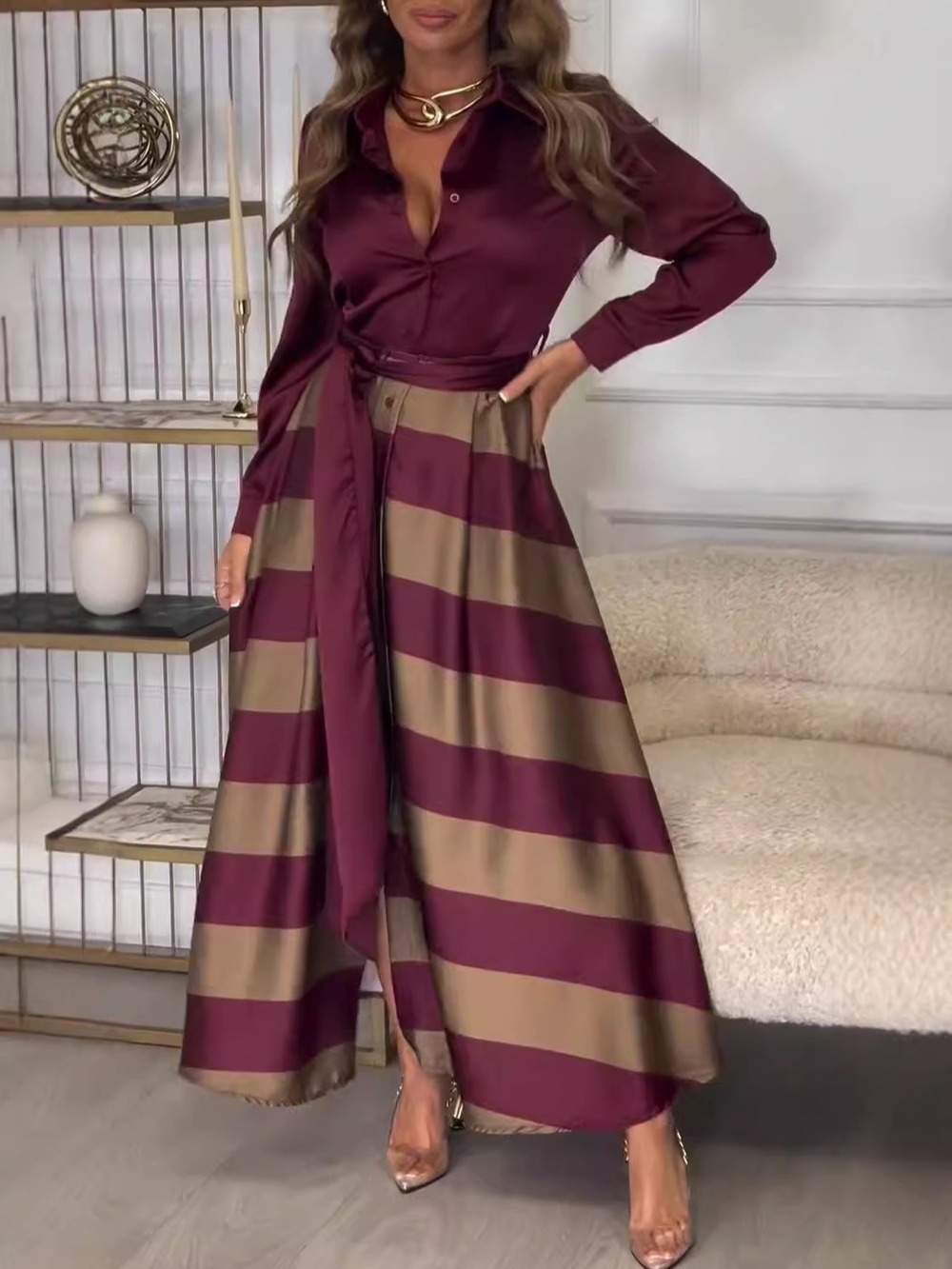 Icone™ StylishDress – Elegante Gestreepte Tijdloze Stijlvolle Jurk