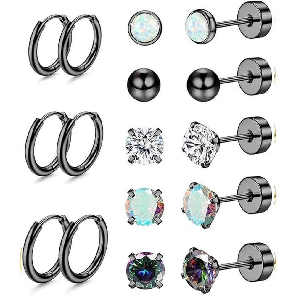 Jewelance™ StudEarrings: Minimalistisch Kraakbeen Piercing Stud Oorbellen Set