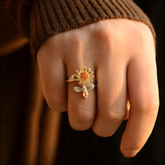 Jewelance™ SunflowerRing 1+1 GRATIS: Elegant Verstelbaar Draaiend Zonnebloem Ring