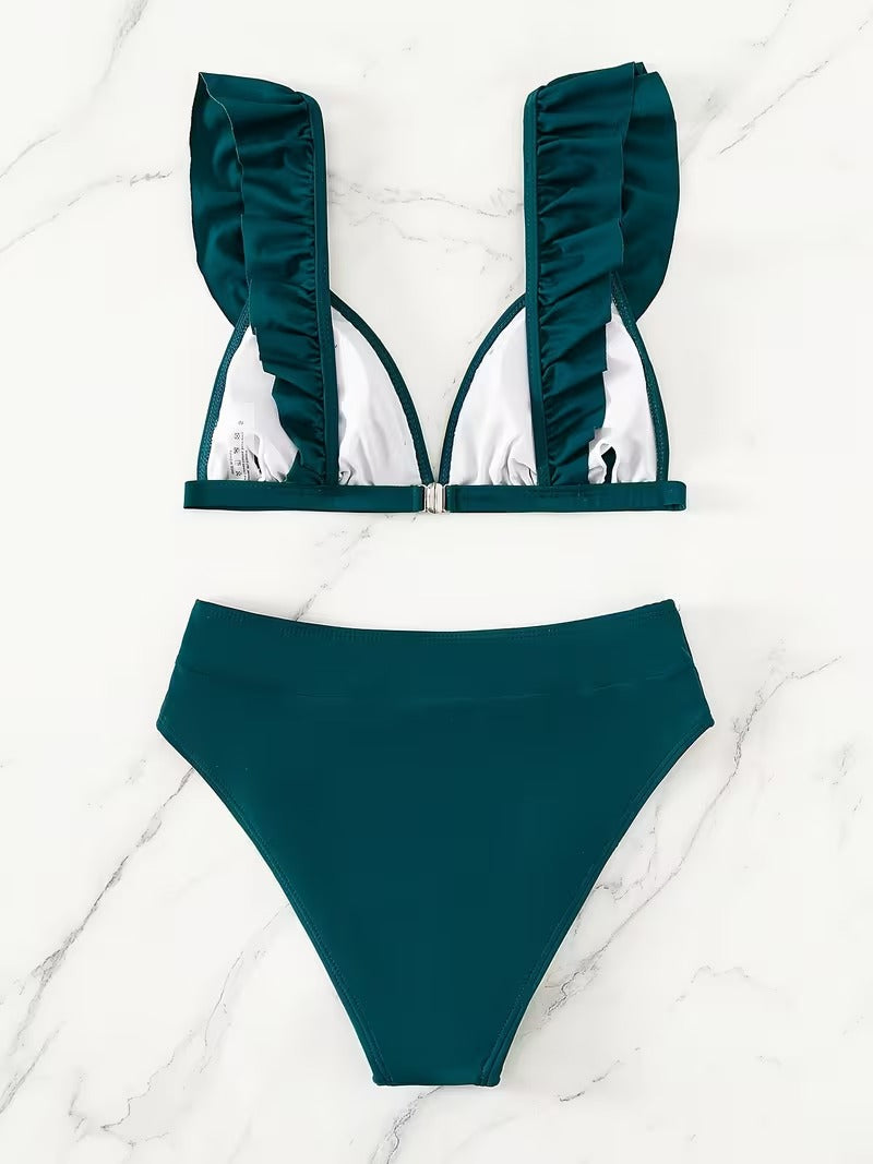 Icone™ RuffledBikini: Hoge Taille Sexy Slim Fit Zomer Halter Ruffled Bikini
