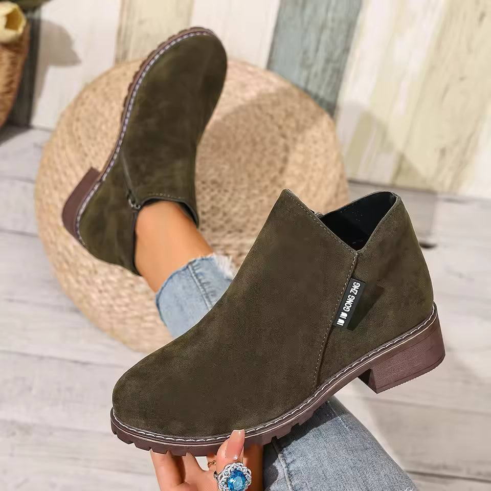 Happy™ AnkleBoots - De Hele Dag Comfort Stijlvolle Lage Hakken Enkellaarzen