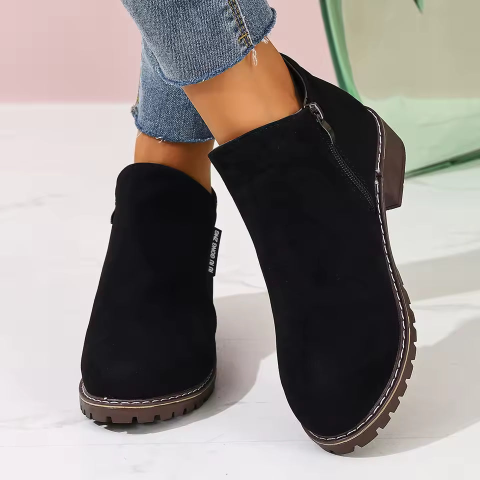 Happy™ AnkleBoots - De Hele Dag Comfort Stijlvolle Lage Hakken Enkellaarzen