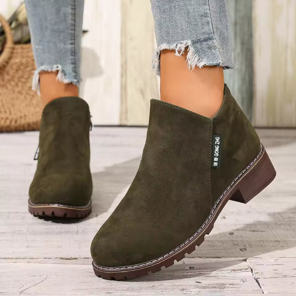 Happy™ AnkleBoots - De Hele Dag Comfort Stijlvolle Lage Hakken Enkellaarzen