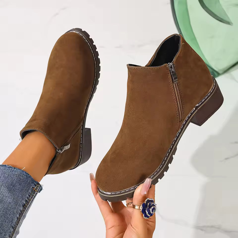 Happy™ AnkleBoots - De Hele Dag Comfort Stijlvolle Lage Hakken Enkellaarzen