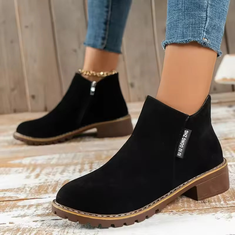 Happy™ AnkleBoots - De Hele Dag Comfort Stijlvolle Lage Hakken Enkellaarzen