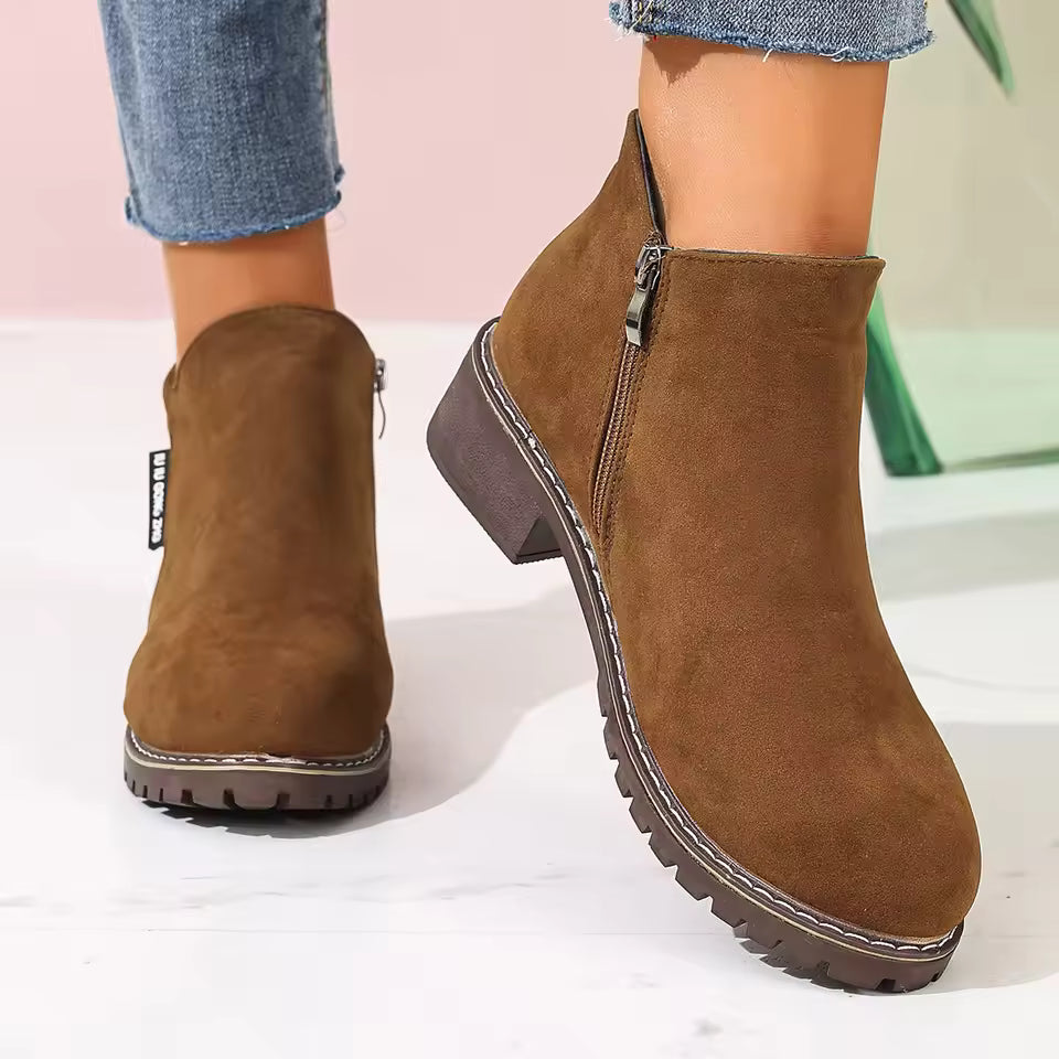 Happy™ AnkleBoots - De Hele Dag Comfort Stijlvolle Lage Hakken Enkellaarzen